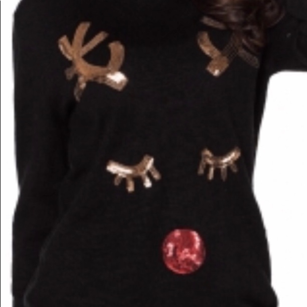 Black sequins reindeer sweater - nwot size Large